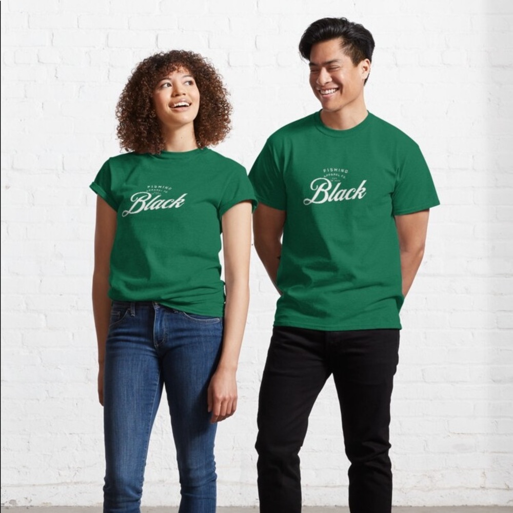 Black fishing unisex apparel green classic t shirt